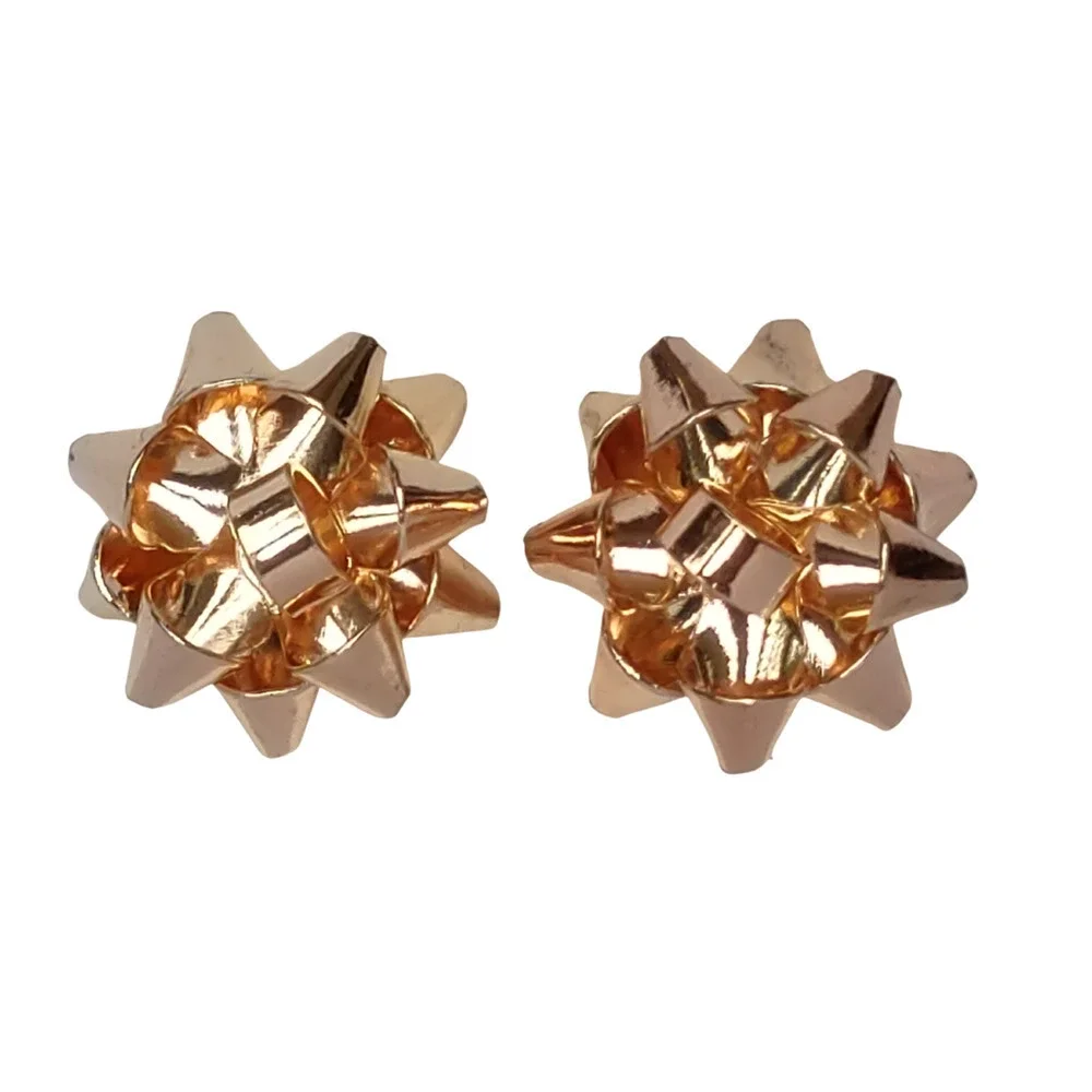Rose Gold Christmas Bow Earrings Christmas Bow Studs New Shiny Holiday Earrings - Picture 3 of 11